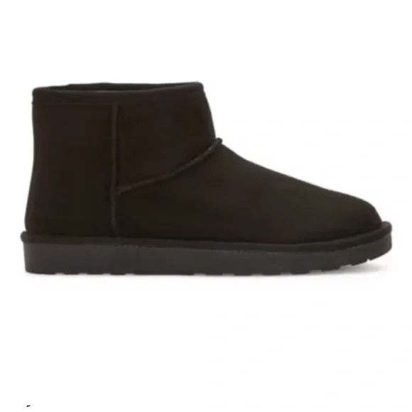 ARIZONA JEANS CO black slip on memory foam black boots with faux fur size 9M NWT - Picture 1 of 7